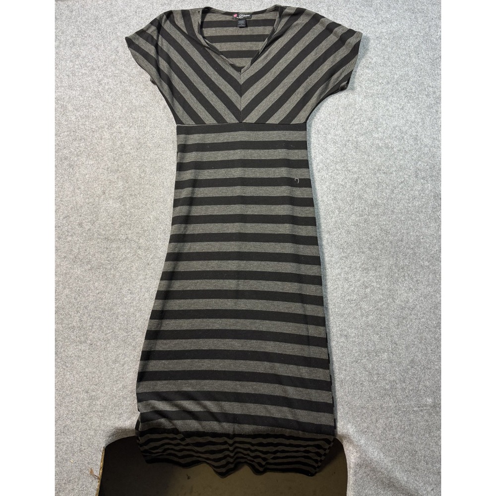 Delirious Womens SD8463 Maxi Dress Large Black Gray Striped V-Neck Knit